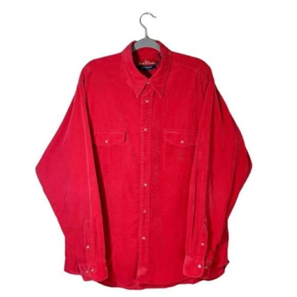 Daniel Cremieux 100% Cotton Red Dress Velvet Shirt Size XL